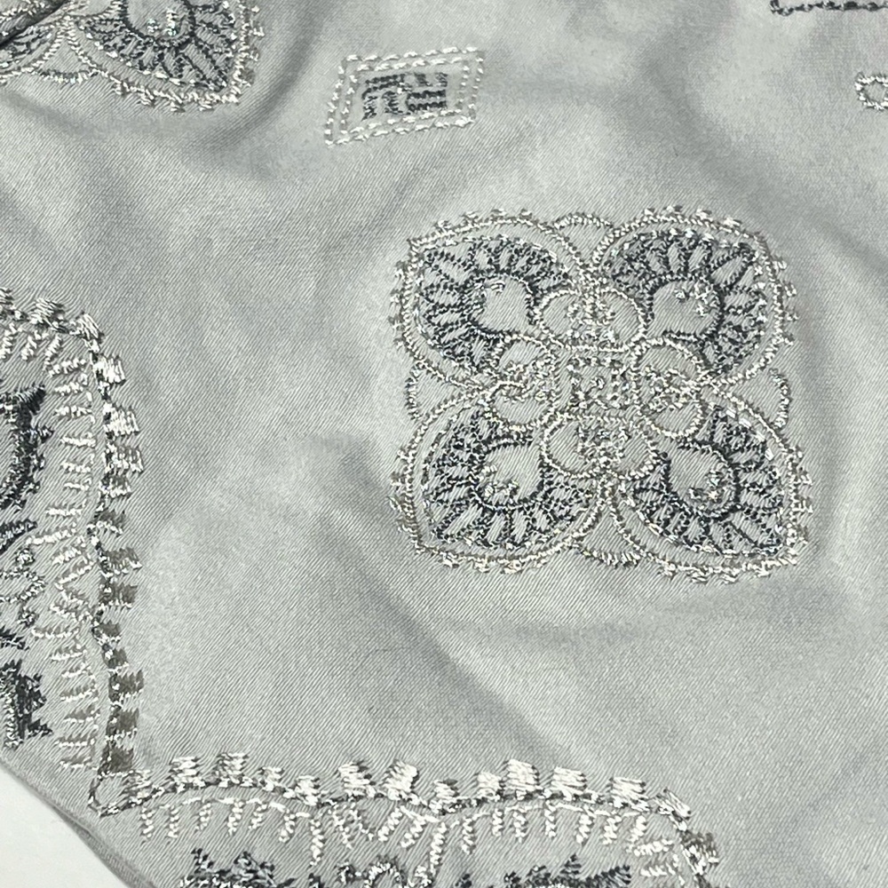 White House Black Market Light Gray Embroidered High-Waist Shorts - Picture 5 of 11